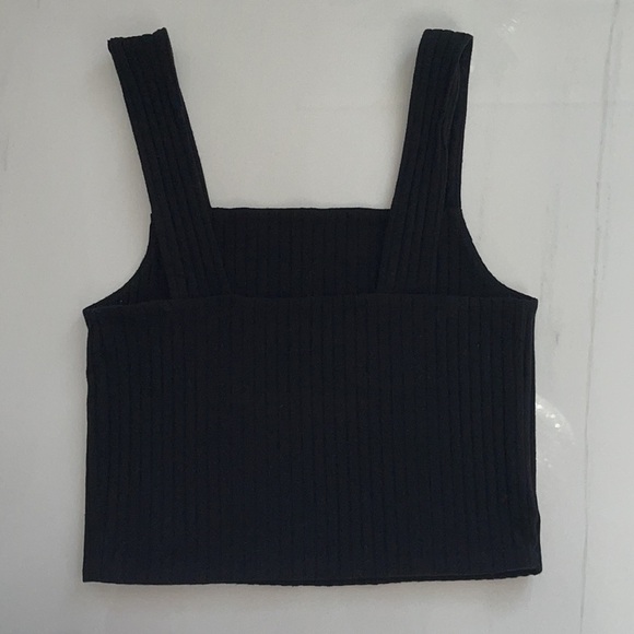 American Eagle Black Wide Rib Crop Top Size S - Picture 4 of 4